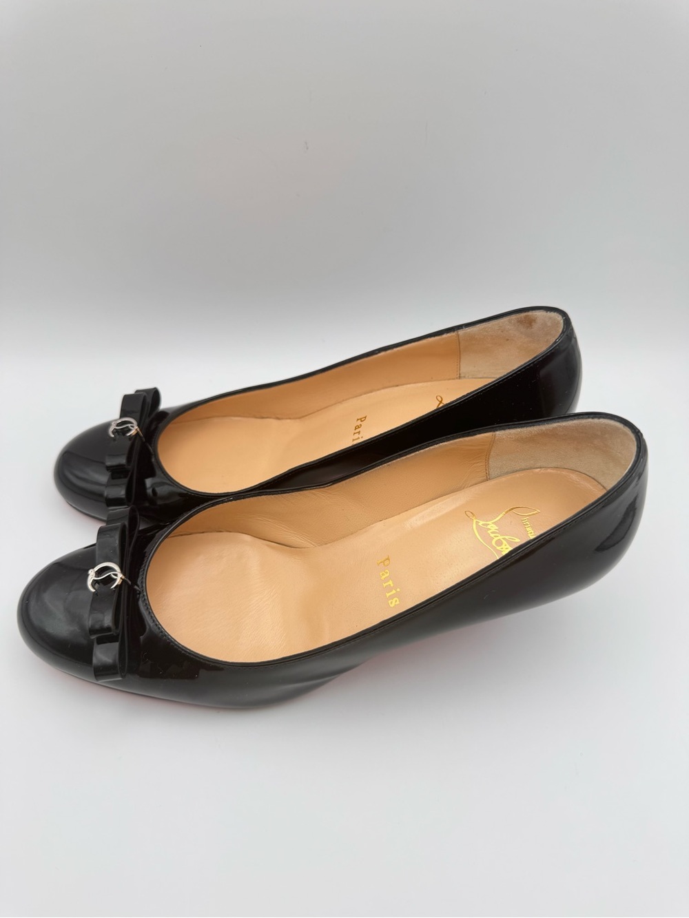 Christian Louboutin Marcia Nodo 55 Black Patent Leather Bow Heels Sz 36 W/Box - Picture 5 of 11